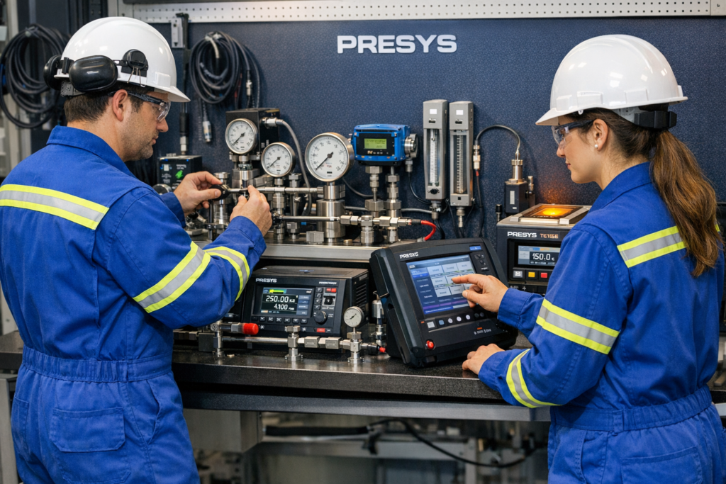 Calibração de instrumentos industriais (pressostato, transmissor, PT100)